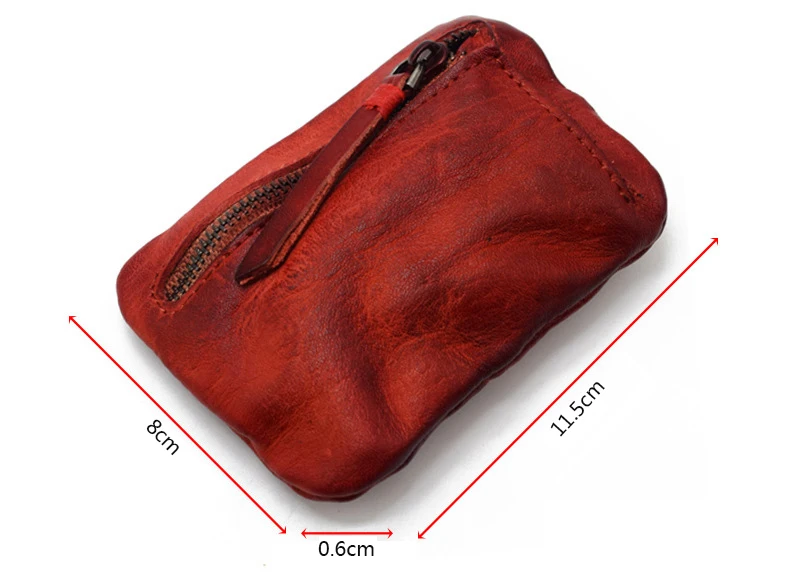 Genuine Leather Coin Purse Men Vintage Original Leather Handmade Small Mini Wallet Card Holder Money Bag Women Zip Change Purses
