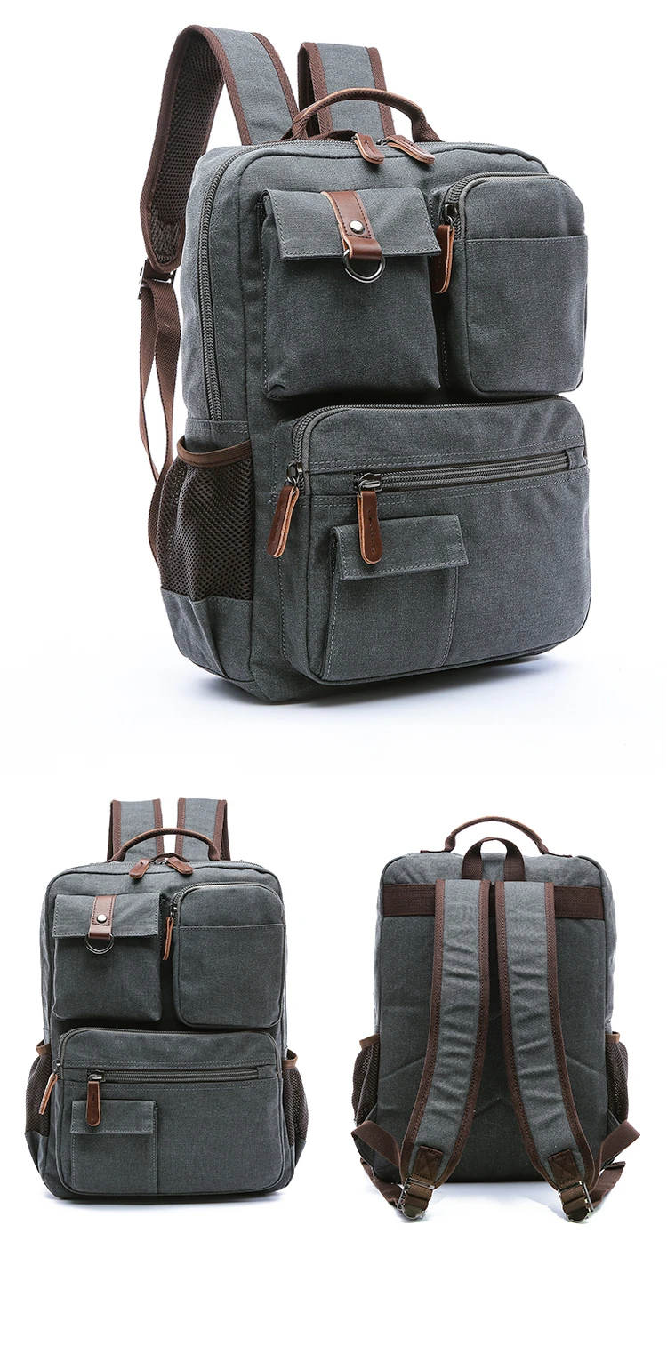 Men Laptop Backpack Rucksack Canvas School Bag Travel Backpacks for Teenage Male Bagpack Computer Knapsack Bags Computer Bag