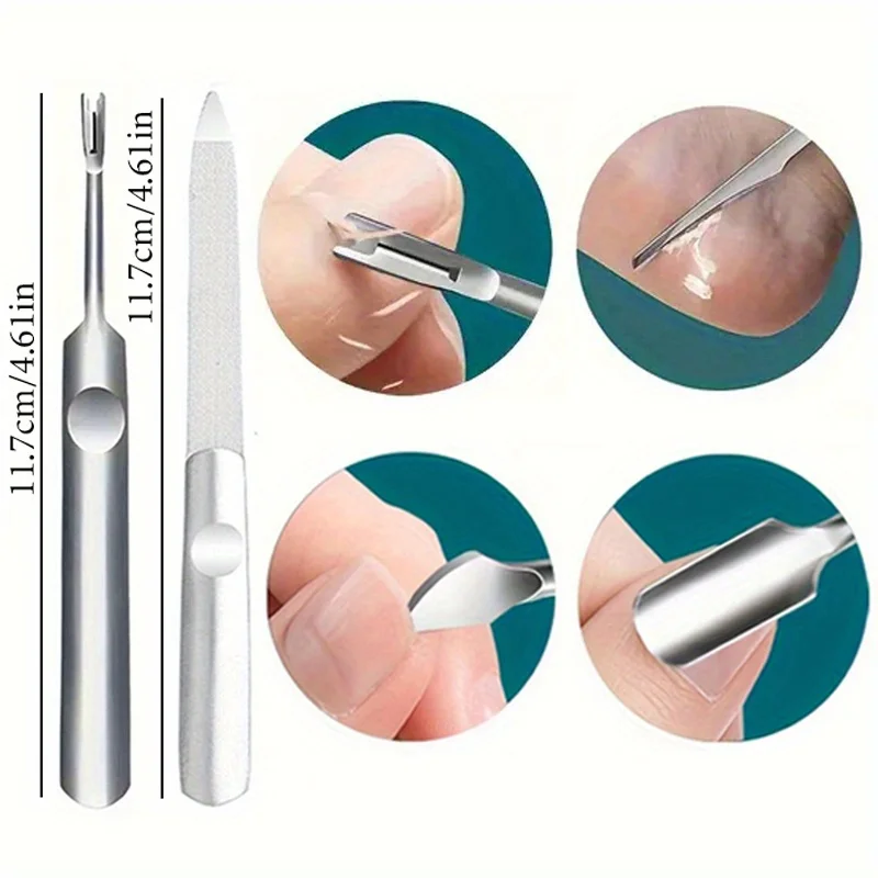 Multicolor Double-ended Stainless Steel Cuticle Pusher Dead Skin Push Remover For Pedicure Manicure Nail Art Cleaner Care Tools