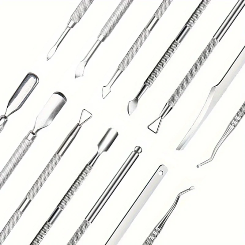Multicolor Double-ended Stainless Steel Cuticle Pusher Dead Skin Push Remover For Pedicure Manicure Nail Art Cleaner Care Tools