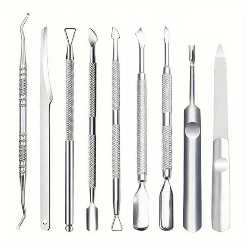 Multicolor Double-ended Stainless Steel Cuticle Pusher Dead Skin Push Remover For Pedicure Manicure Nail Art Cleaner Care Tools