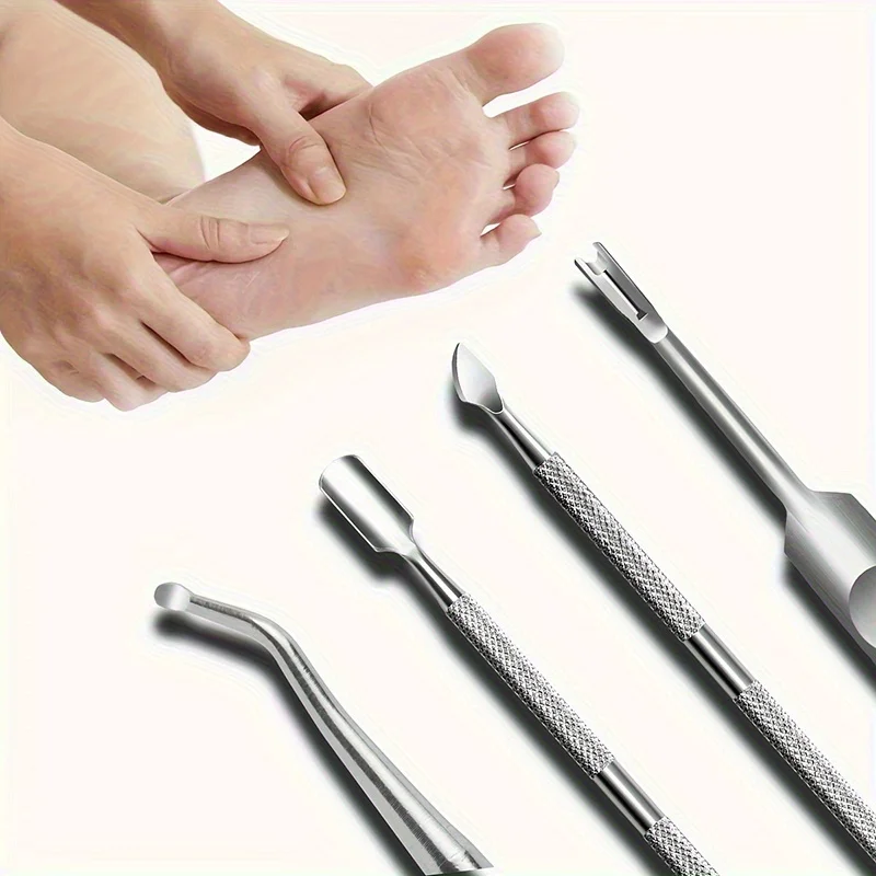 Multicolor Double-ended Stainless Steel Cuticle Pusher Dead Skin Push Remover For Pedicure Manicure Nail Art Cleaner Care Tools