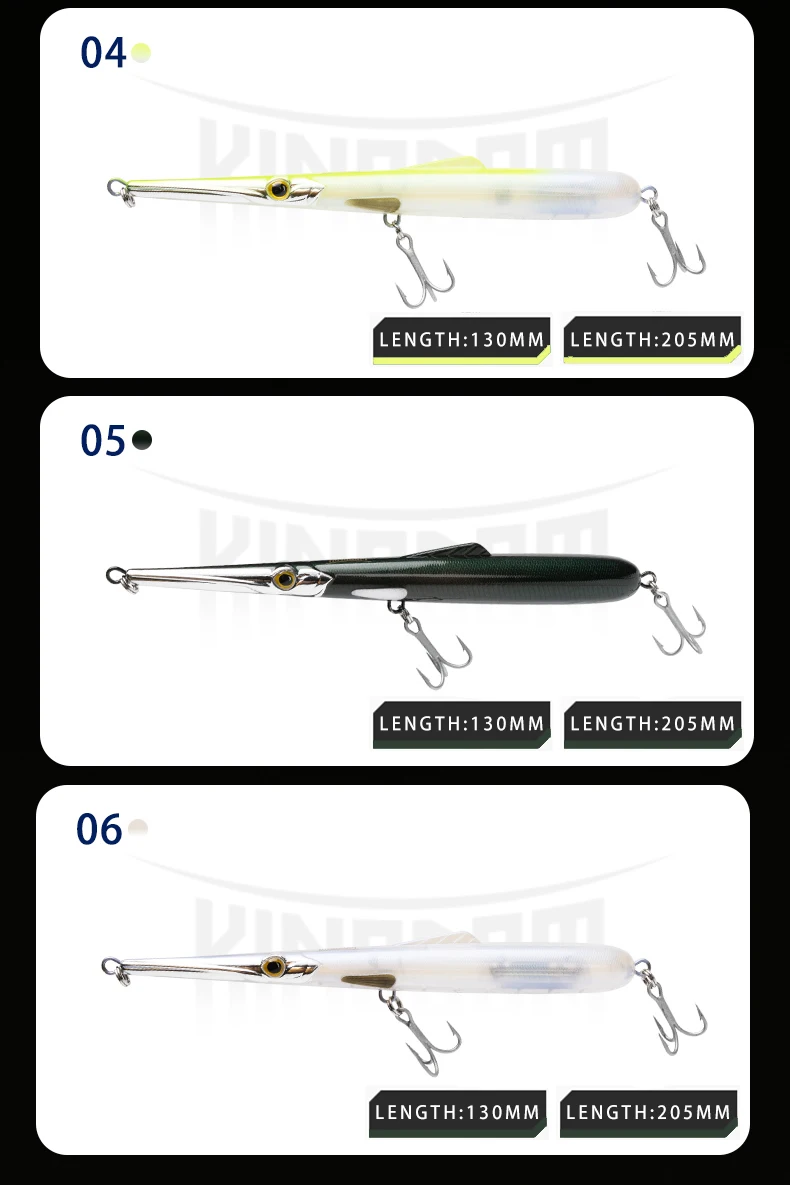 Kingdom Fishing Lures 11g 13g 30g 40g 205mm 130mm Long Casting Needle Pencil Artificial Stickbaits Sinking Floating Fishing Lure