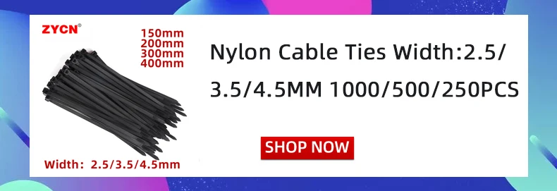 100Pcs 8 Series Width 7.5MM 200/250/300/350 Nylon Ties Cable Plastic Wire Fixed Strap White/Black Self-Locking StrongTensile