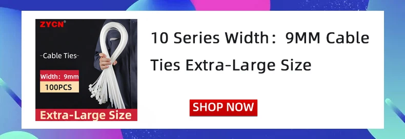 100Pcs 8 Series Width 7.5MM 200/250/300/350 Nylon Ties Cable Plastic Wire Fixed Strap White/Black Self-Locking StrongTensile