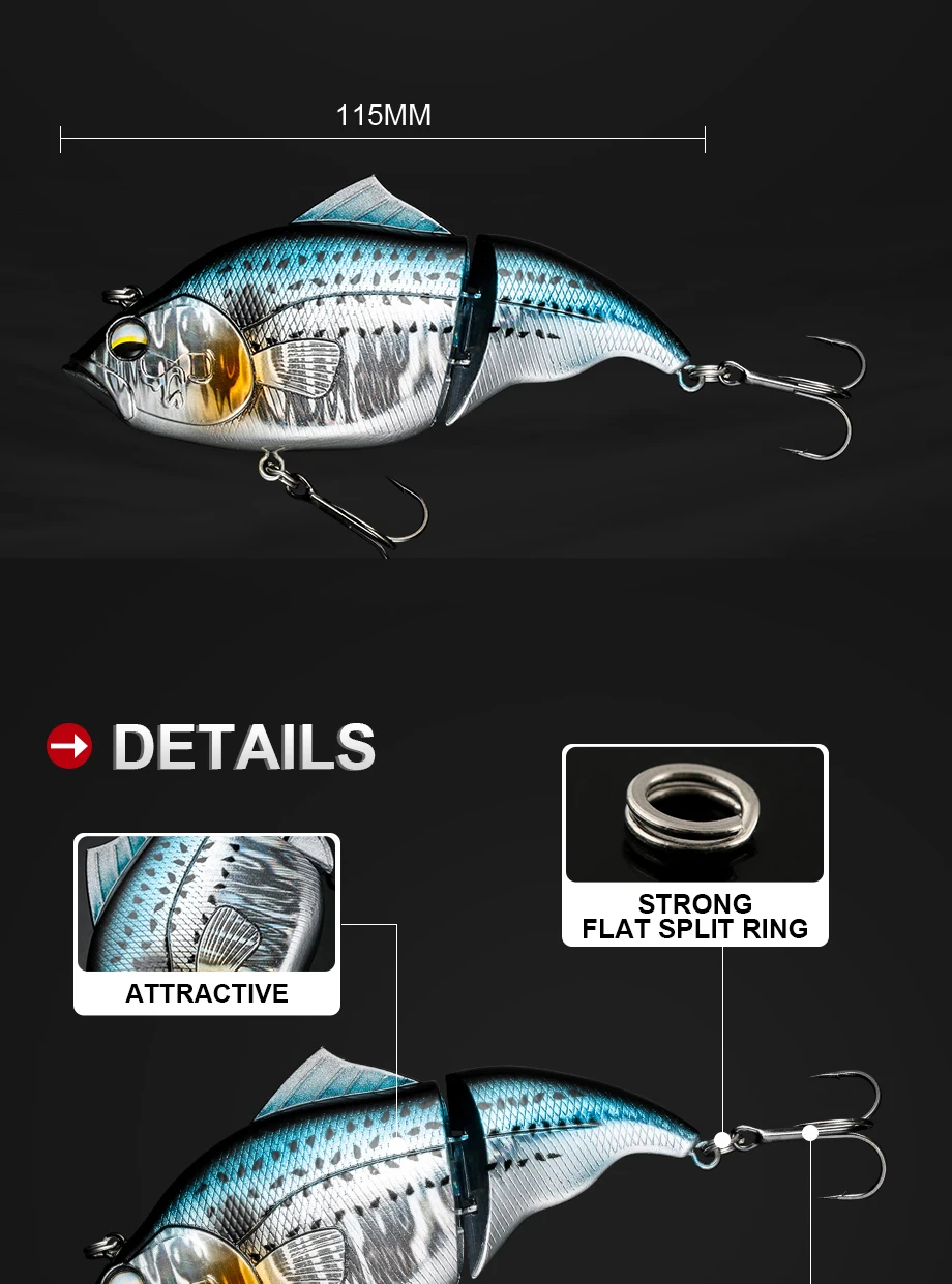 JOHNCOO 115mm Vibration SW Floating Fishing Lure Lipless Crankbaits Sinking Hard Lure Artificial VIB Bait Bass Fishing Lures