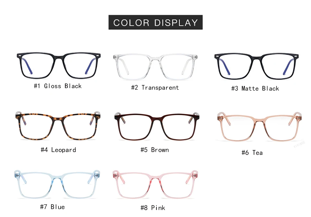 VIVIBEE Classic Square Blue Light Blocking Men Glasses Computer Gaming TR90 Black Anti Ray Eyeglasses Better Sleep Clear Eyewear