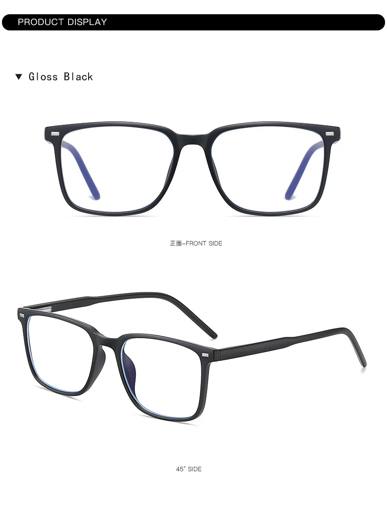 VIVIBEE Classic Square Blue Light Blocking Men Glasses Computer Gaming TR90 Black Anti Ray Eyeglasses Better Sleep Clear Eyewear