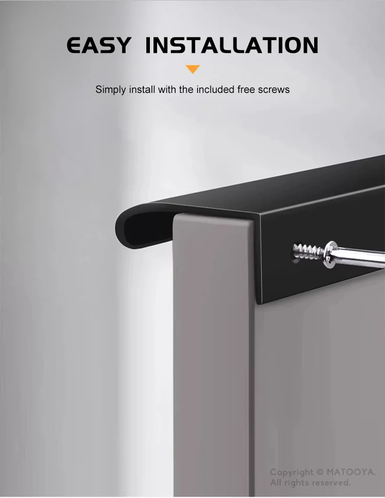 Gold Black Hidden Handles Long Kitchen Cabinet Pulls Drawer Knobs Aluminum Alloy Furniture Handles Cupboard Pulls Wardrobe Pulls
