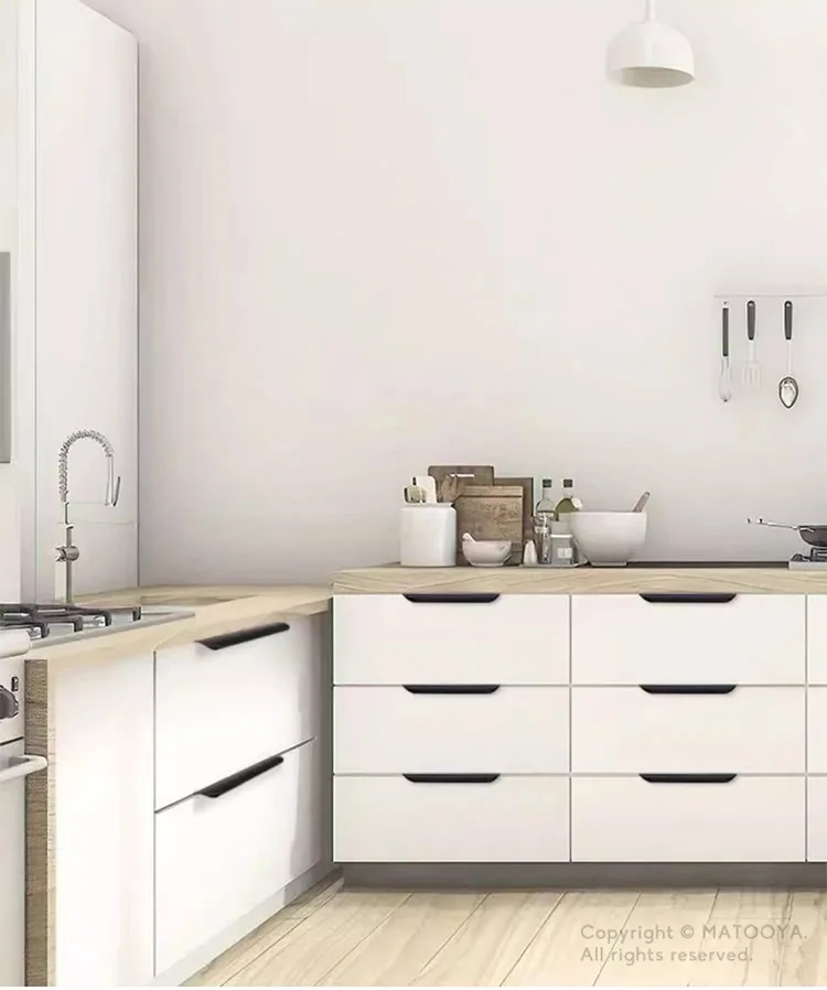 Gold Black Hidden Handles Long Kitchen Cabinet Pulls Drawer Knobs Aluminum Alloy Furniture Handles Cupboard Pulls Wardrobe Pulls