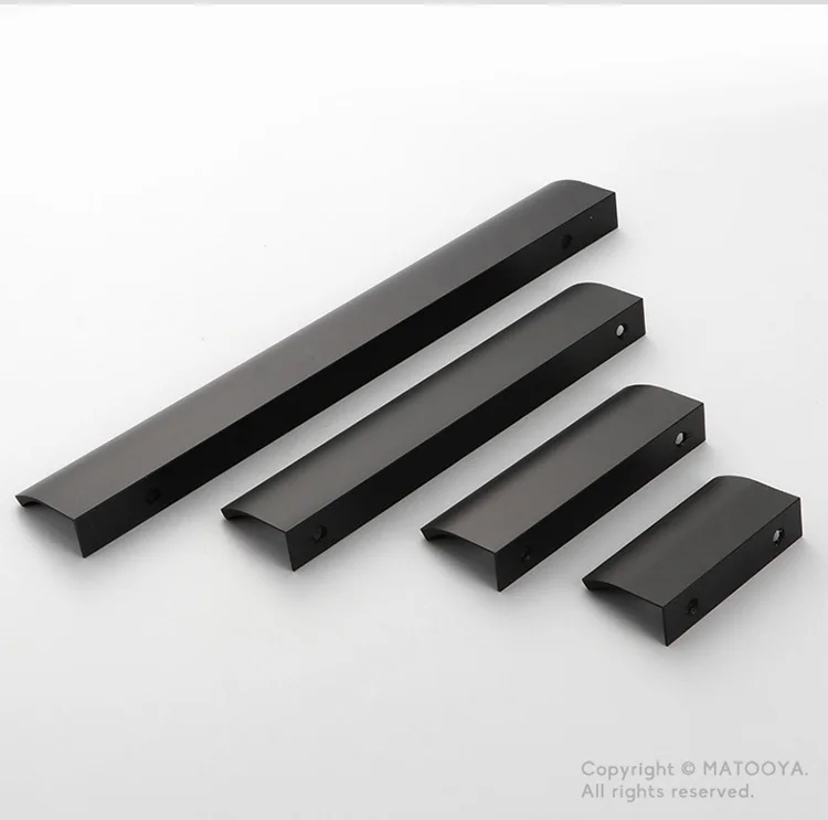 Gold Black Hidden Handles Long Kitchen Cabinet Pulls Drawer Knobs Aluminum Alloy Furniture Handles Cupboard Pulls Wardrobe Pulls