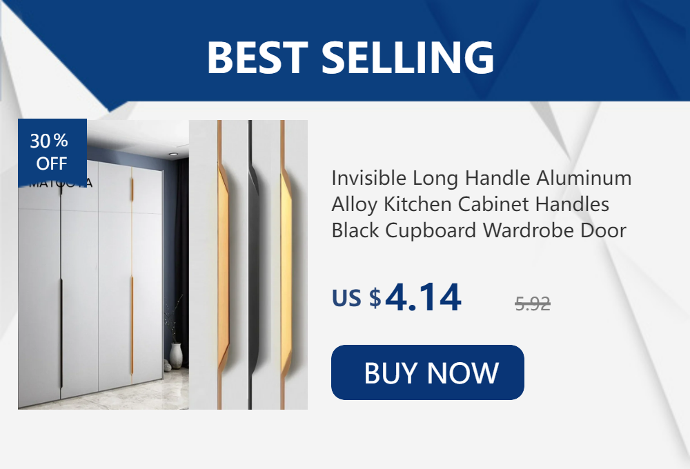 Gold Black Hidden Handles Long Kitchen Cabinet Pulls Drawer Knobs Aluminum Alloy Furniture Handles Cupboard Pulls Wardrobe Pulls