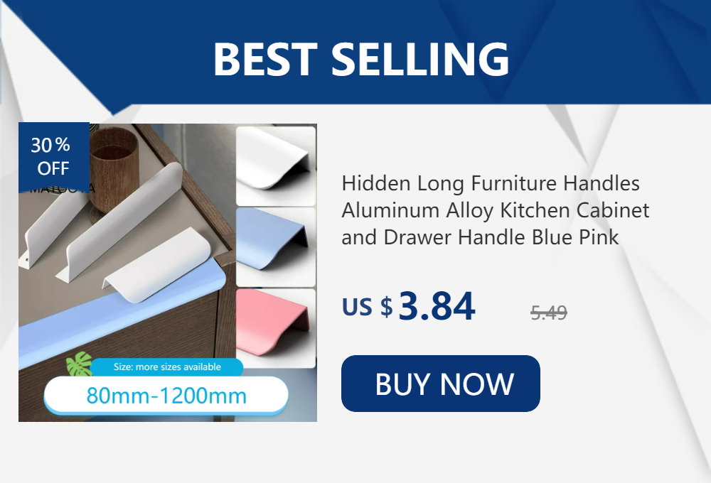 Gold Black Hidden Handles Long Kitchen Cabinet Pulls Drawer Knobs Aluminum Alloy Furniture Handles Cupboard Pulls Wardrobe Pulls