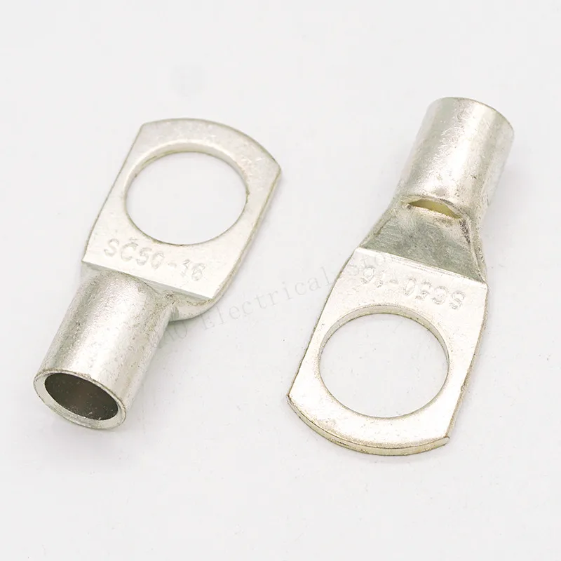 10PCS/5PCS SC50-6 50-8 50-10 50-12 Copper Cable Lug Kit Bolt Hole Tinned Cable lugs Battery Terminals copper nose Wire connector