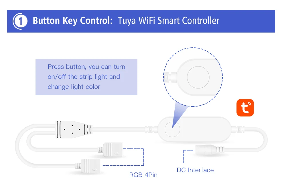 Tuya Smart Life APP 5V-24V WiFi 3Pin 4 Pin RGB LED Light Strip Wireless Remote Controller Smart Home Work with Alexa Google Home