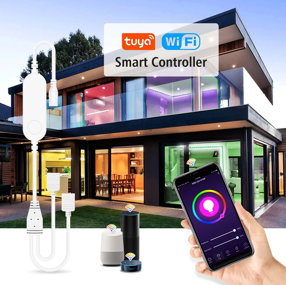 Tuya Smart Life APP 5V-24V WiFi 3Pin 4 Pin RGB LED Light Strip Wireless Remote Controller Smart Home Work with Alexa Google Home