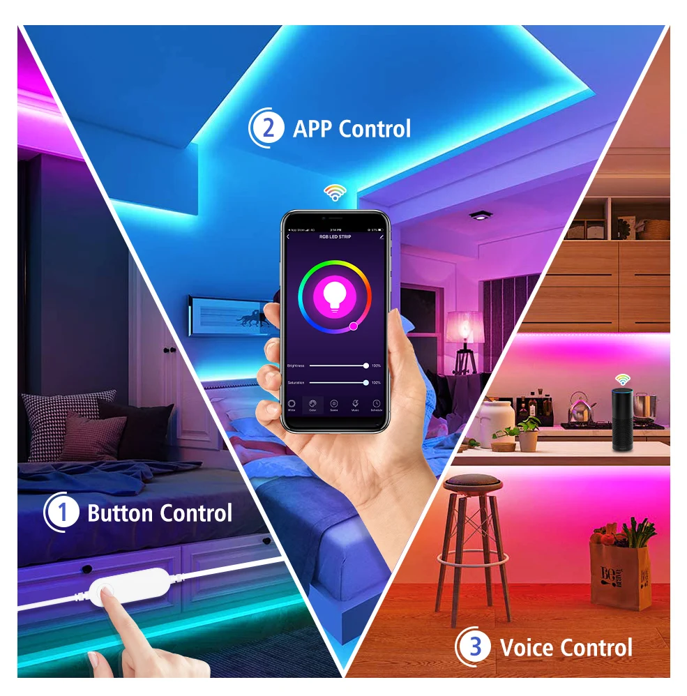 Tuya Smart Life APP 5V-24V WiFi 3Pin 4 Pin RGB LED Light Strip Wireless Remote Controller Smart Home Work with Alexa Google Home