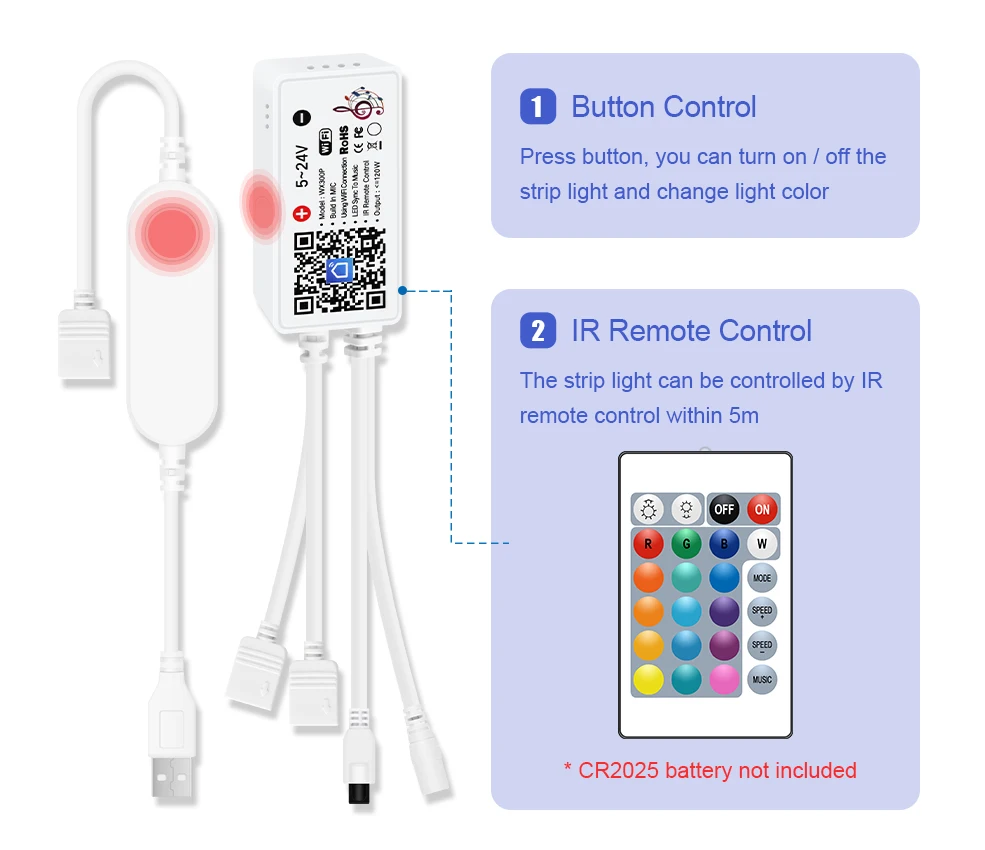 Tuya Smart Life APP 5V-24V WiFi 3Pin 4 Pin RGB LED Light Strip Wireless Remote Controller Smart Home Work with Alexa Google Home