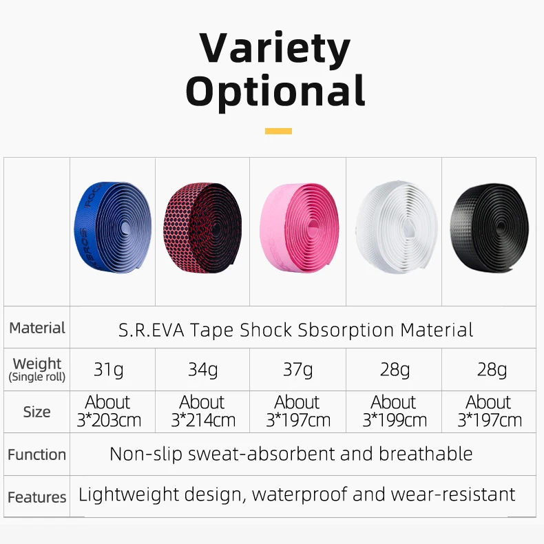 ROCKBROS Bicycle Handlebar Tape Non-Slip Shock Absorbing Belt Ultralight Wear-Resistant Cycling Strap MTB Road Bike Accessories