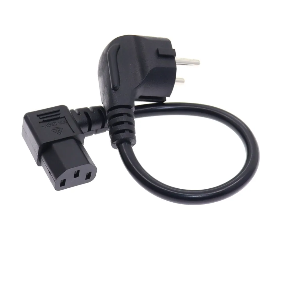 European 2 Pin Male to IEC 3 Pin Female ,Schuko to IEC C13 Angled 90 Degree AC Power Cord EU Adapter Extension Lead Cable
