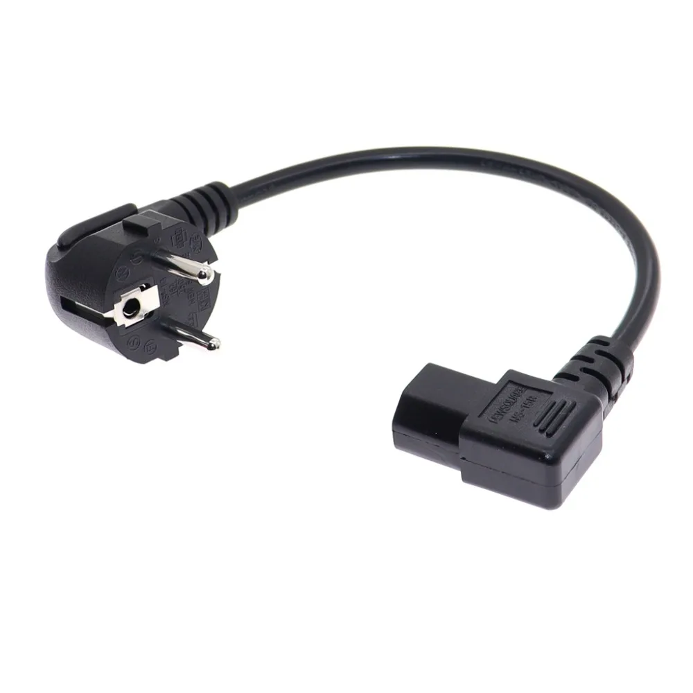 European 2 Pin Male to IEC 3 Pin Female ,Schuko to IEC C13 Angled 90 Degree AC Power Cord EU Adapter Extension Lead Cable