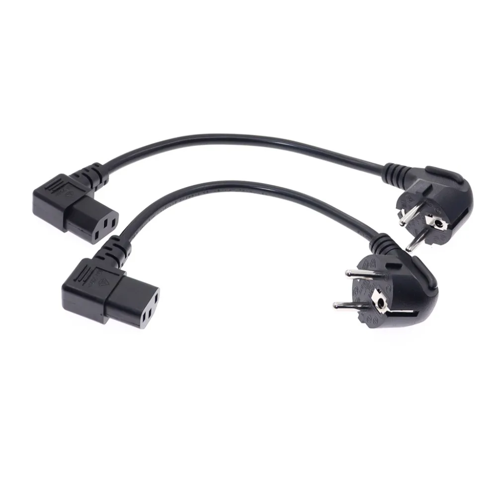 European 2 Pin Male to IEC 3 Pin Female ,Schuko to IEC C13 Angled 90 Degree AC Power Cord EU Adapter Extension Lead Cable