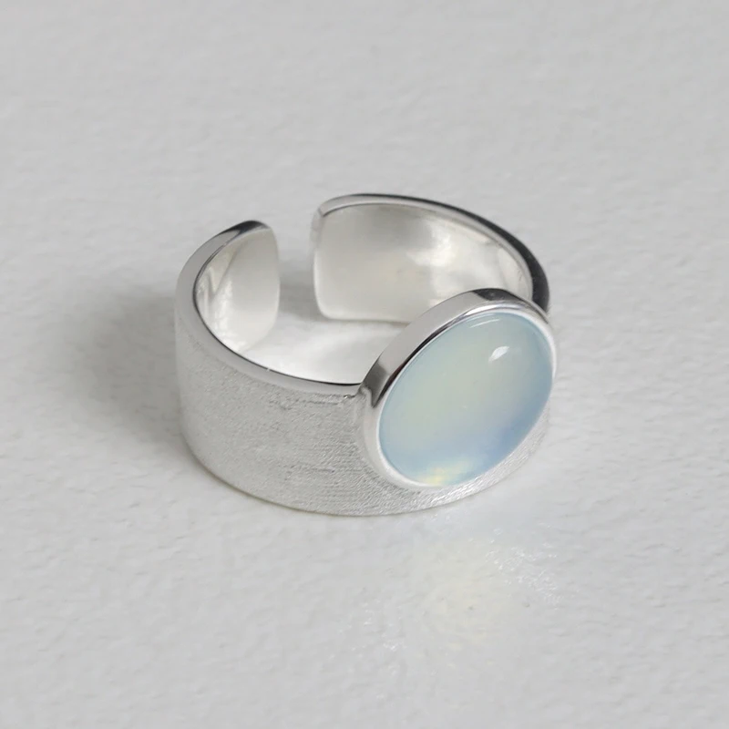 925 Sterling Silver Rings For Women Blue Moonstone Adjustable Engagement Wedding Ring Luxury Birthday Party Jewelry Gift