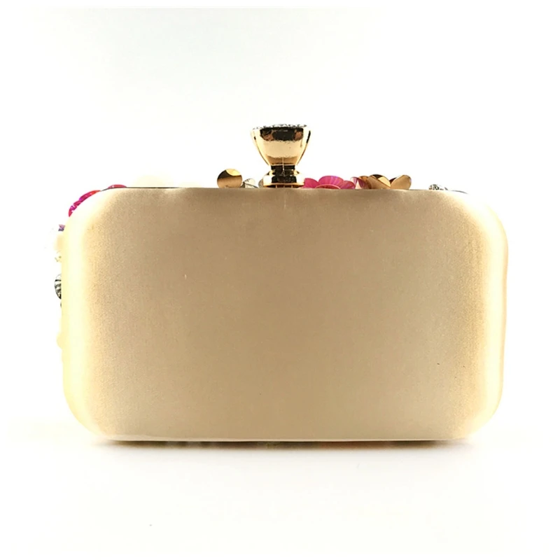 Beaded Floral Evening Clutch Women Fashion Banquet Handbag Elegant Party Prom Shoulder Bag Female Metal Chain Crossbody Purse