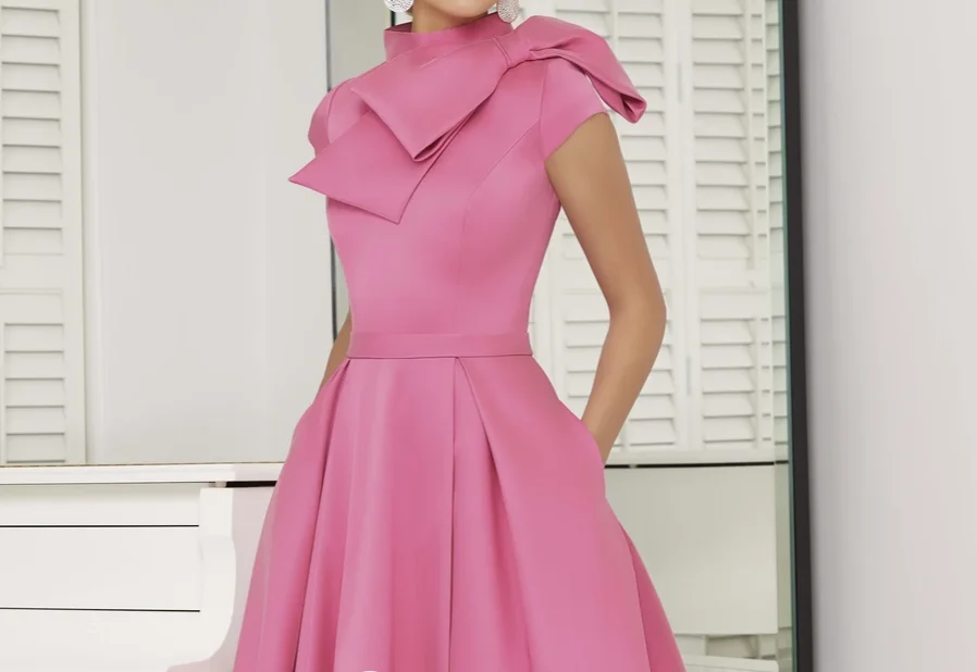 Tailor Shop mother of bride dresses bride mothers outfit party dress plus size pink candy color occasion wear bow dress