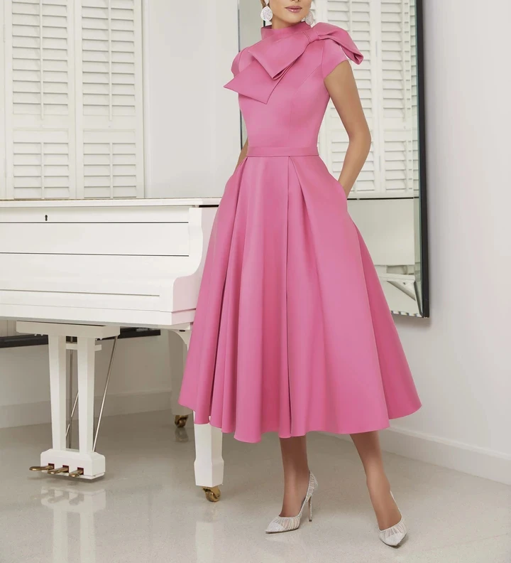 Tailor Shop mother of bride dresses bride mothers outfit party dress plus size pink candy color occasion wear bow dress
