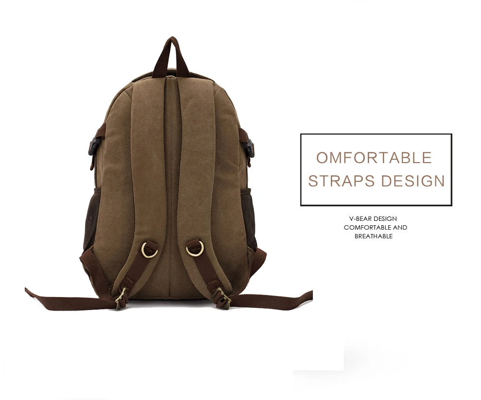 New Fashion Men's Backpack Vintage Canvas Backpack School Bag Men's Travel Bags Large Capacity Travel 14'' Laptop Backpack Bag
