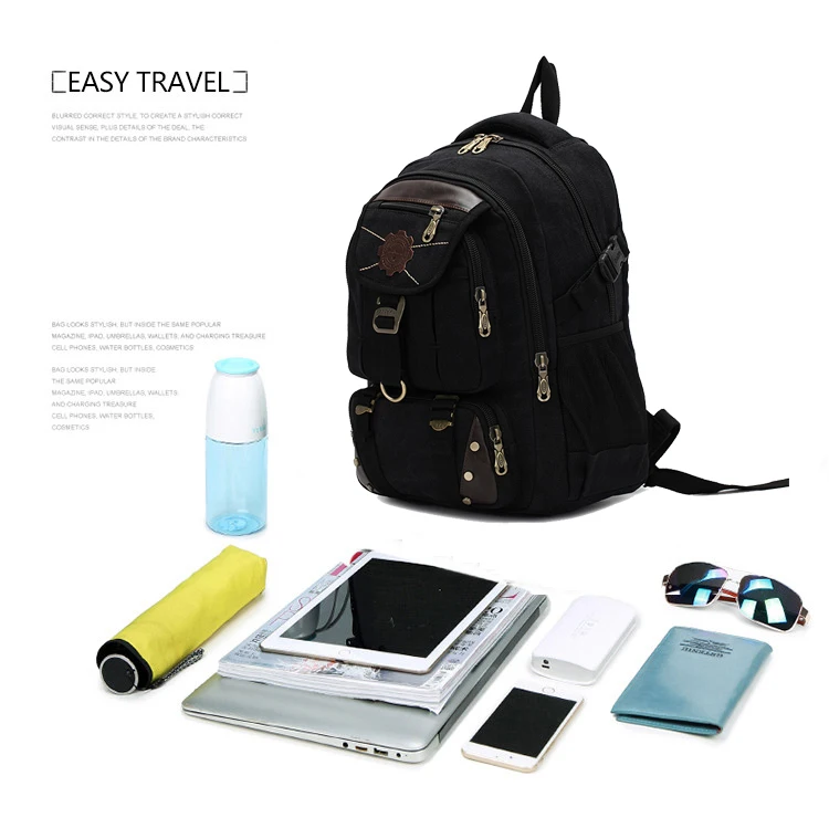 New Fashion Men's Backpack Vintage Canvas Backpack School Bag Men's Travel Bags Large Capacity Travel 14'' Laptop Backpack Bag