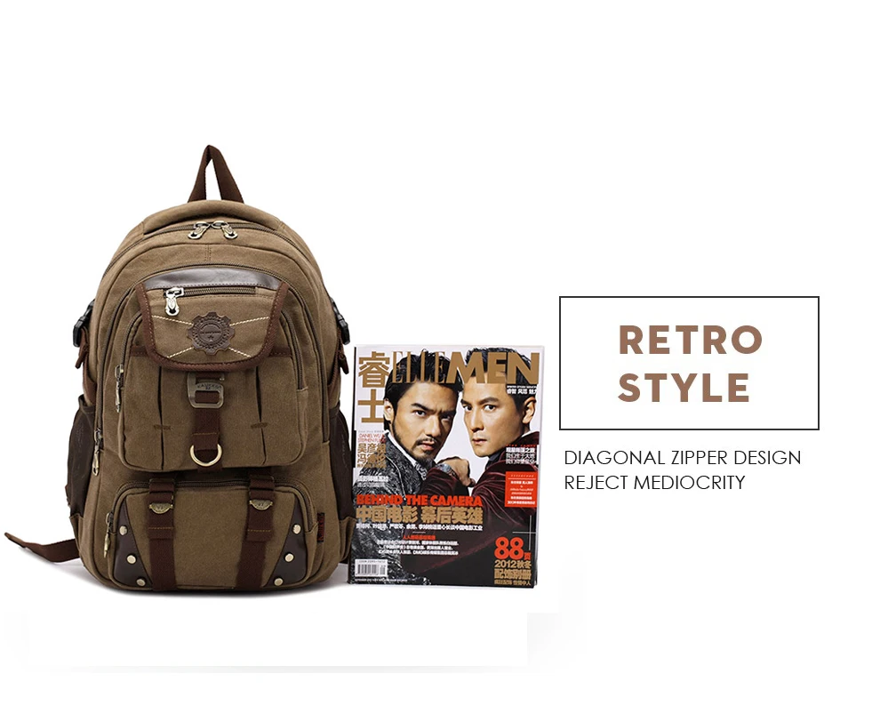 New Fashion Men's Backpack Vintage Canvas Backpack School Bag Men's Travel Bags Large Capacity Travel 14'' Laptop Backpack Bag