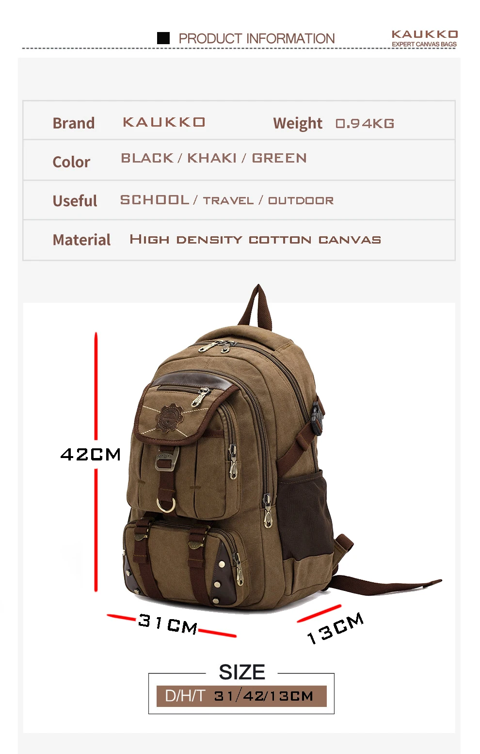 New Fashion Men's Backpack Vintage Canvas Backpack School Bag Men's Travel Bags Large Capacity Travel 14'' Laptop Backpack Bag