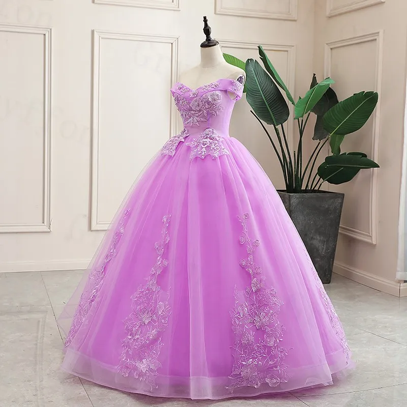 Vestidos Purple Quinceanera Dress 100%real Photo Party Dress Classic Ball Gown Robe De Bal Luxury Prom Dress Plus Size
