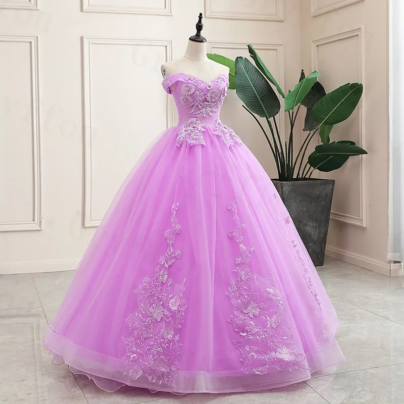 Vestidos Purple Quinceanera Dress 100%real Photo Party Dress Classic Ball Gown Robe De Bal Luxury Prom Dress Plus Size