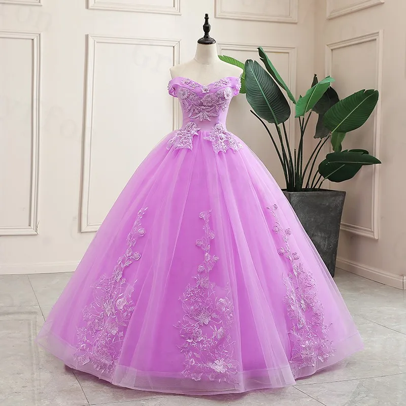 Vestidos Purple Quinceanera Dress 100%real Photo Party Dress Classic Ball Gown Robe De Bal Luxury Prom Dress Plus Size