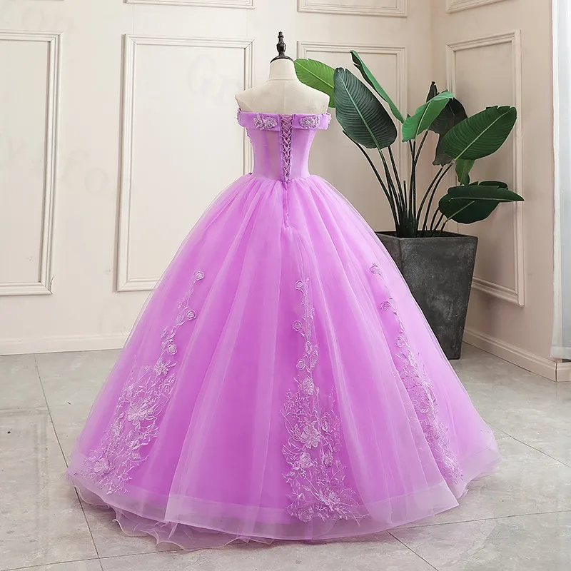 Vestidos Purple Quinceanera Dress 100%real Photo Party Dress Classic Ball Gown Robe De Bal Luxury Prom Dress Plus Size