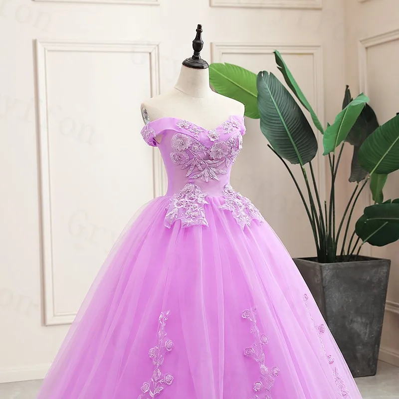 Vestidos Purple Quinceanera Dress 100%real Photo Party Dress Classic Ball Gown Robe De Bal Luxury Prom Dress Plus Size