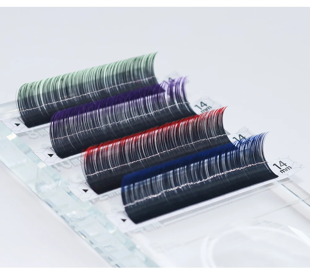 GLAMLASH Gradient Red Green Blue Purple Color Eyelash Extension Individual Faux Mink Ombre False Eye Colored Lashes Makeup Tool
