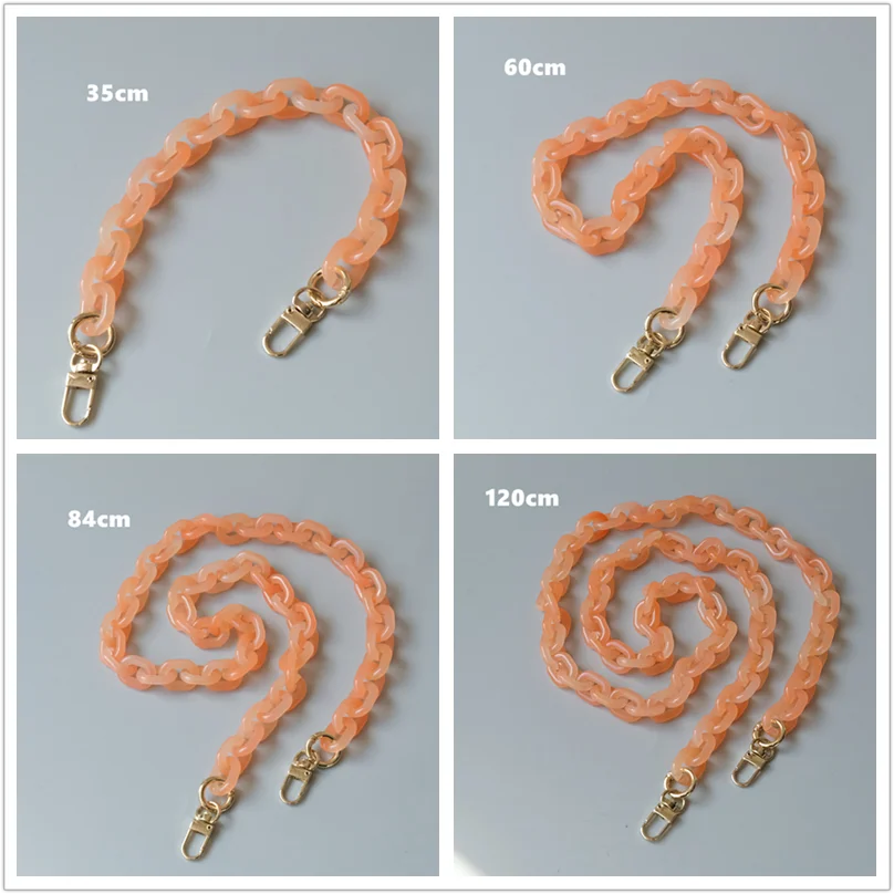 New Fashion Woman Handbag Accessory Parts White Black Beige Resin Chain Luxury Orange Strap Women Shoulder Cute Clutch Chains