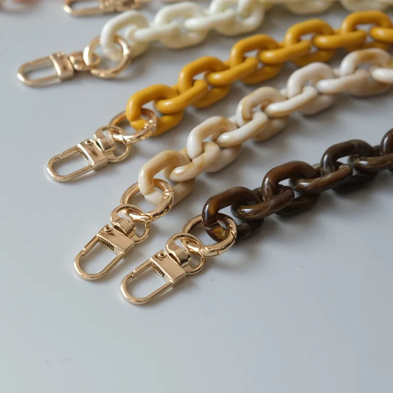 New Fashion Woman Handbag Accessory Parts White Black Beige Resin Chain Luxury Orange Strap Women Shoulder Cute Clutch Chains