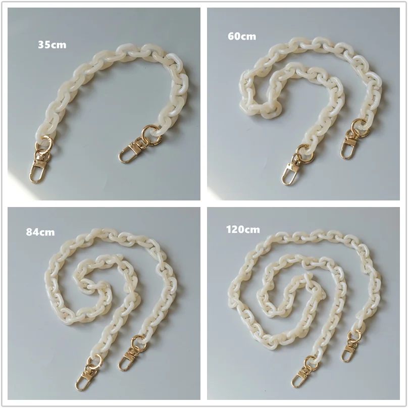 New Fashion Woman Handbag Accessory Parts White Black Beige Resin Chain Luxury Orange Strap Women Shoulder Cute Clutch Chains