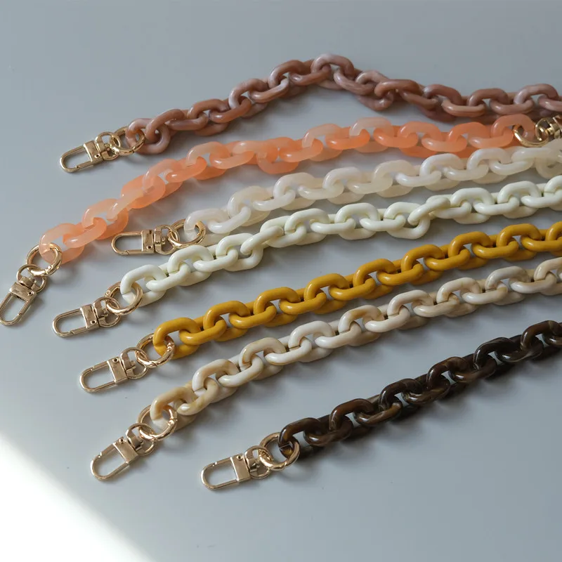 New Fashion Woman Handbag Accessory Parts White Black Beige Resin Chain Luxury Orange Strap Women Shoulder Cute Clutch Chains