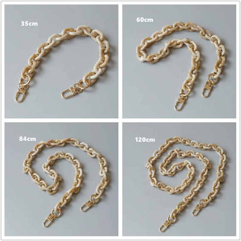 New Fashion Woman Handbag Accessory Parts White Black Beige Resin Chain Luxury Orange Strap Women Shoulder Cute Clutch Chains