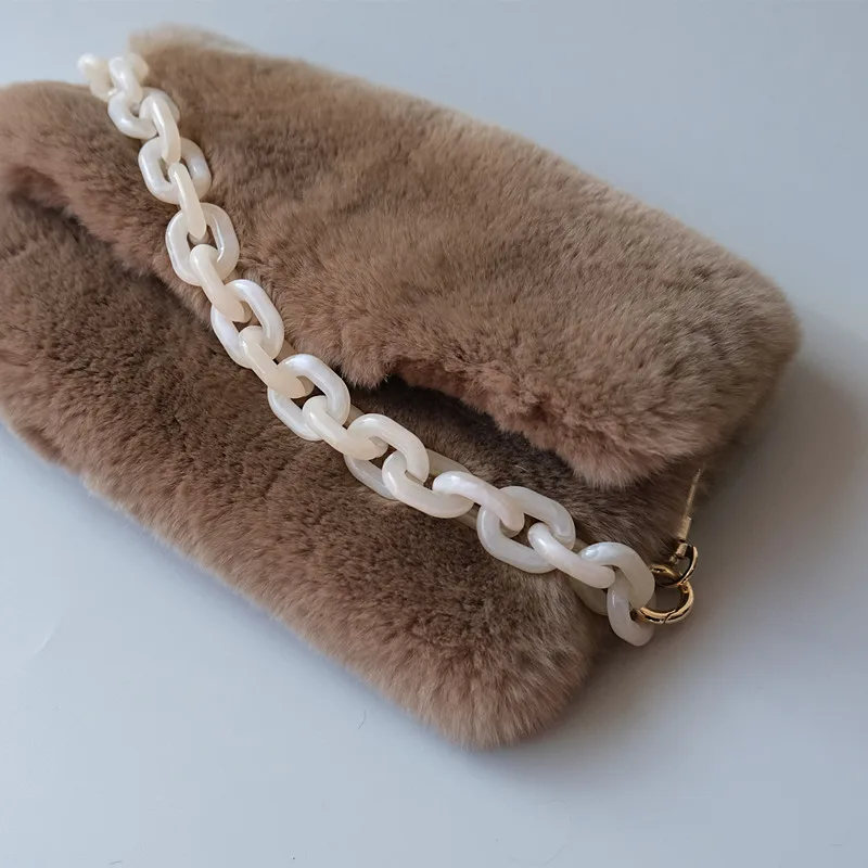 New Fashion Woman Handbag Accessory Parts White Black Beige Resin Chain Luxury Orange Strap Women Shoulder Cute Clutch Chains