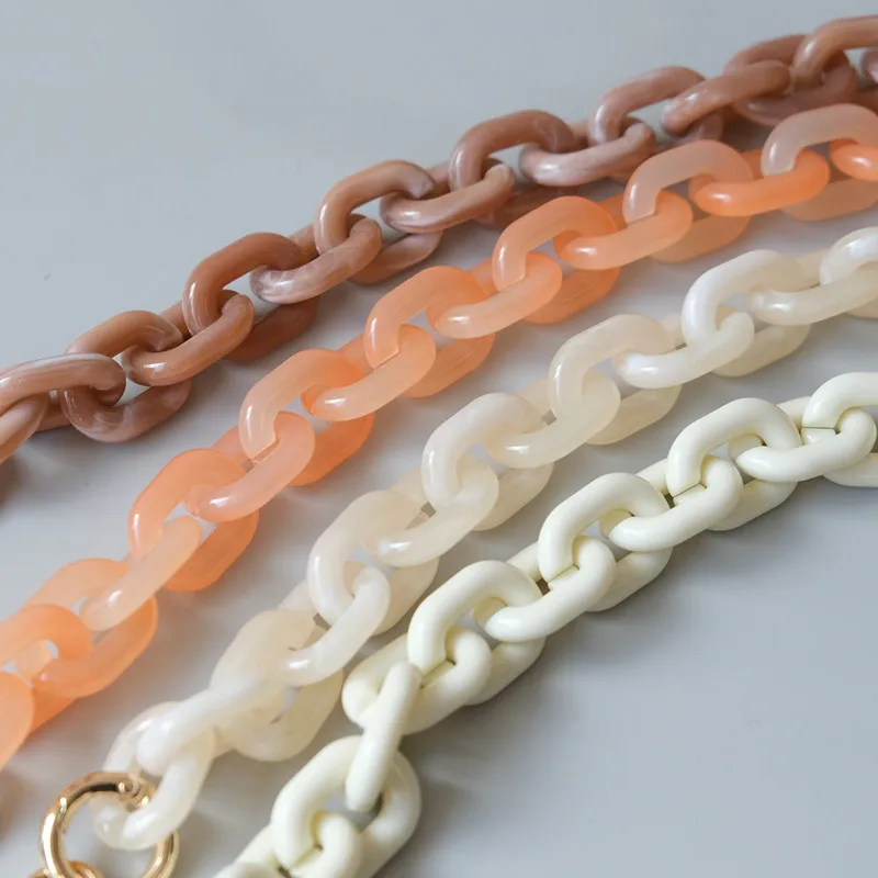 New Fashion Woman Handbag Accessory Parts White Black Beige Resin Chain Luxury Orange Strap Women Shoulder Cute Clutch Chains