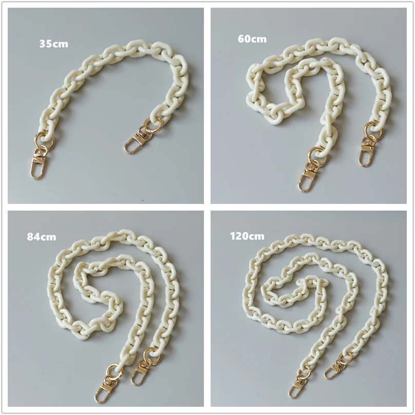 New Fashion Woman Handbag Accessory Parts White Black Beige Resin Chain Luxury Orange Strap Women Shoulder Cute Clutch Chains