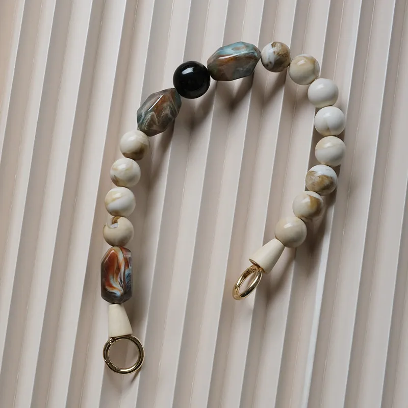 New Woman Bag Accessory Green Beige Acrylic Resin Beads Parts Luxury Handcrafted Wristband Women Replacement Bag Handle Chain