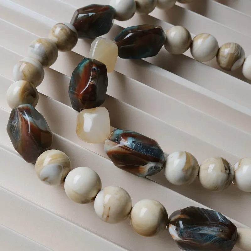 New Woman Bag Accessory Green Beige Acrylic Resin Beads Parts Luxury Handcrafted Wristband Women Replacement Bag Handle Chain